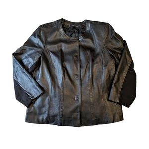 Anne Klein black leather light jacket 1X